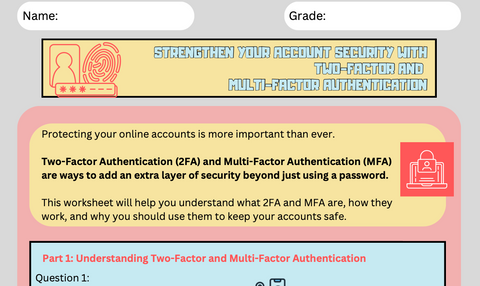 Online safety: Two-Factor and Multi-Factor Authentication - with Answer Key